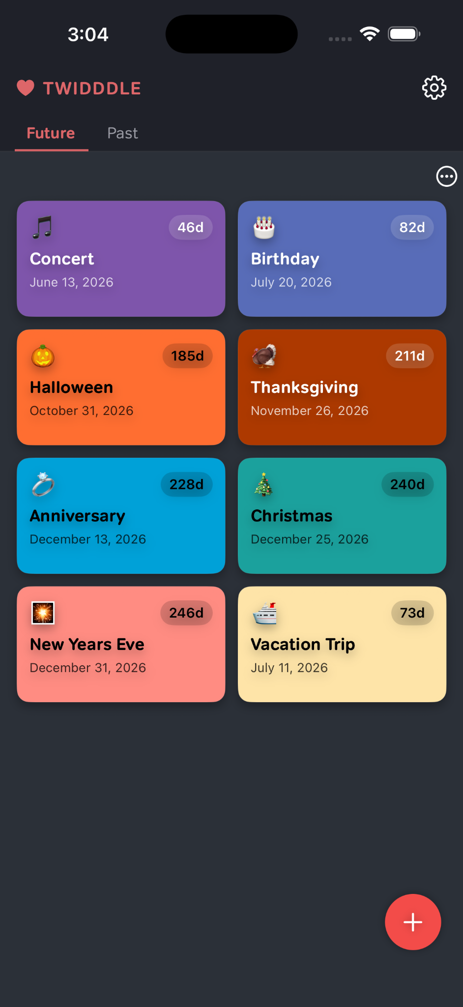 Twidddle Grid view in dark mode