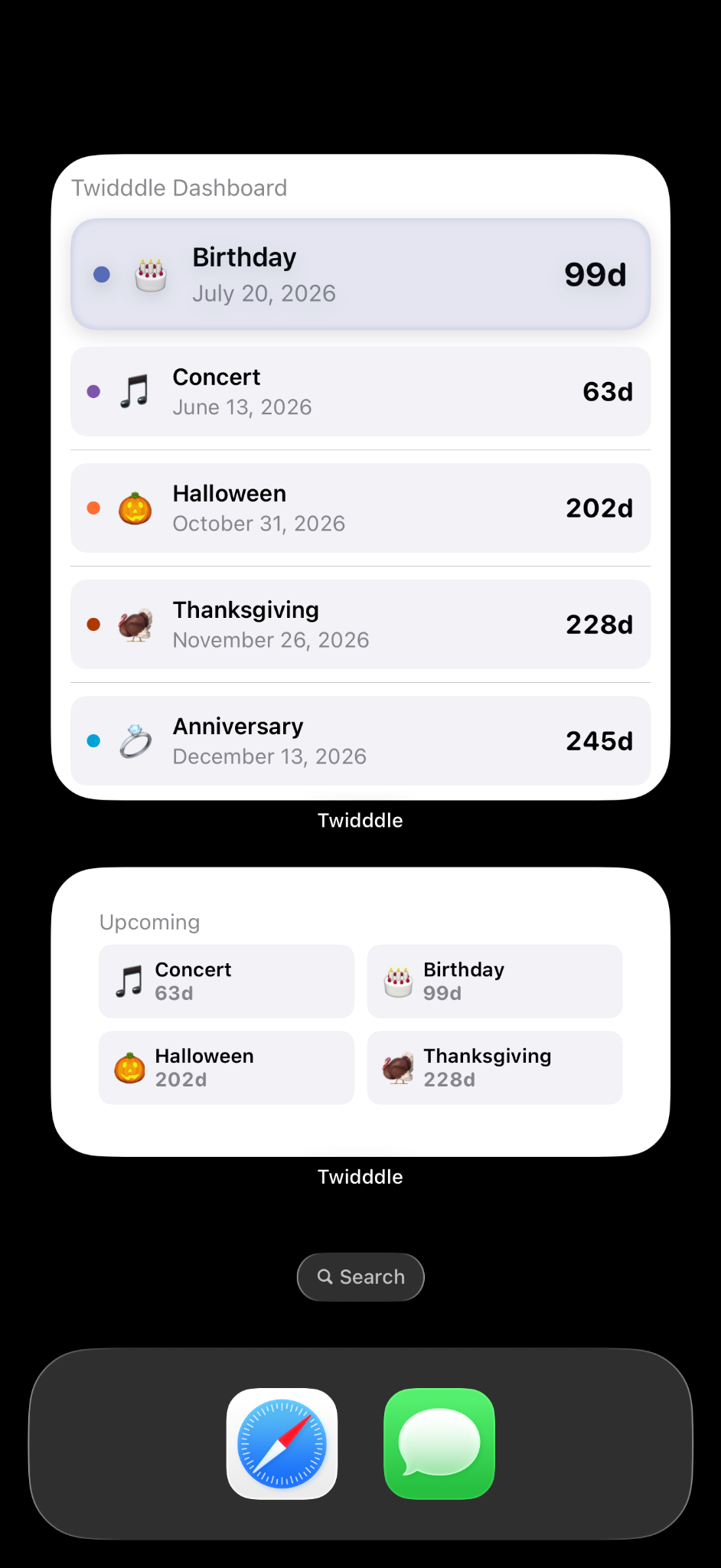 Twidddle dashboard widgets