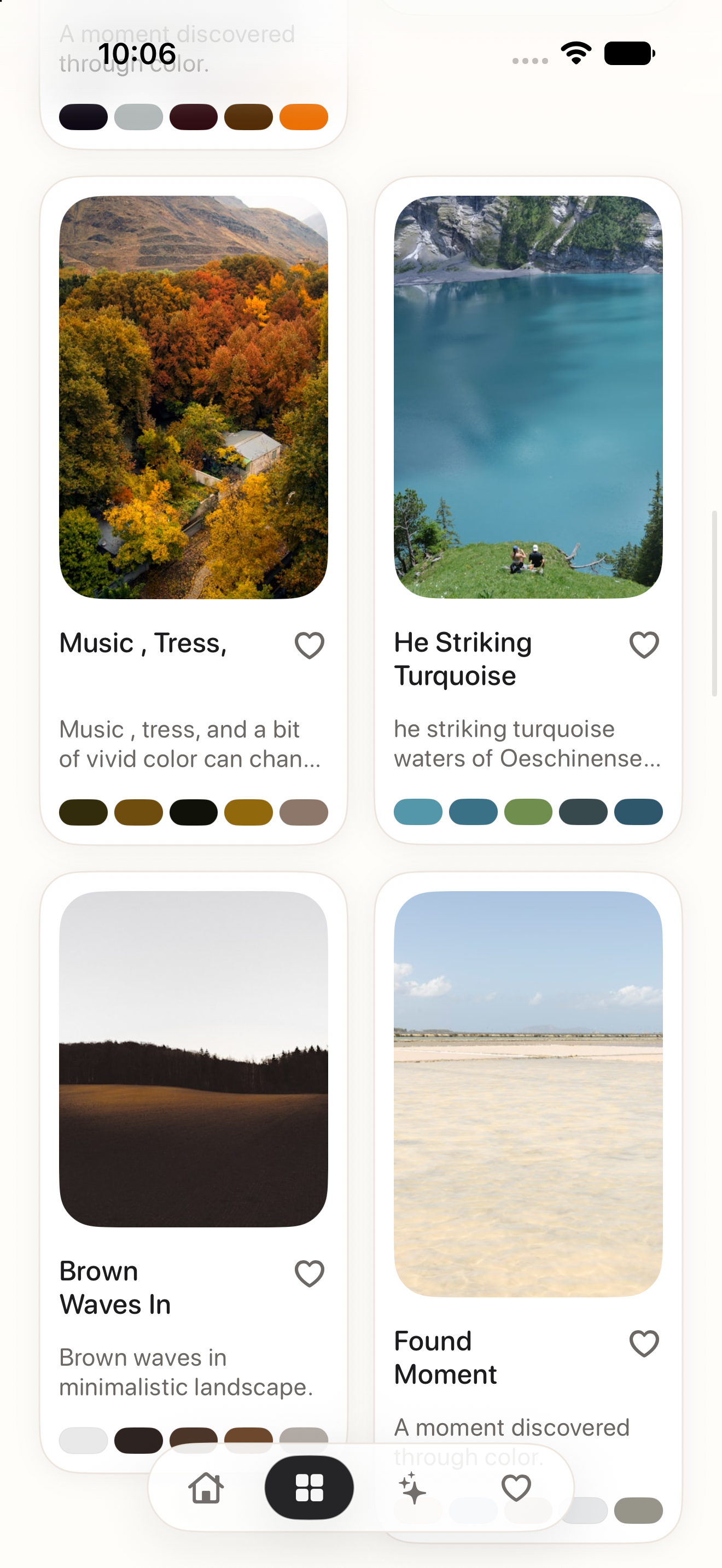 Prism moment gallery showing saved color inspiration